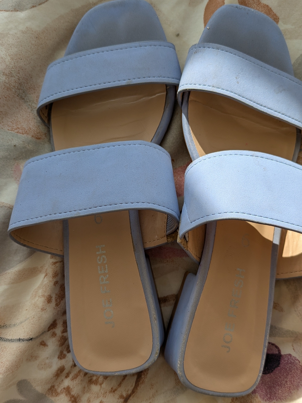 Joe Fresh Pale Blue/ Gentle Lilac Double Band Slide Sandals
